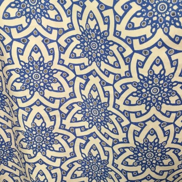 Tory Burch Blue Printed Gretchen Cotton Tunic Women's Size 10 - Picture 8 of 9